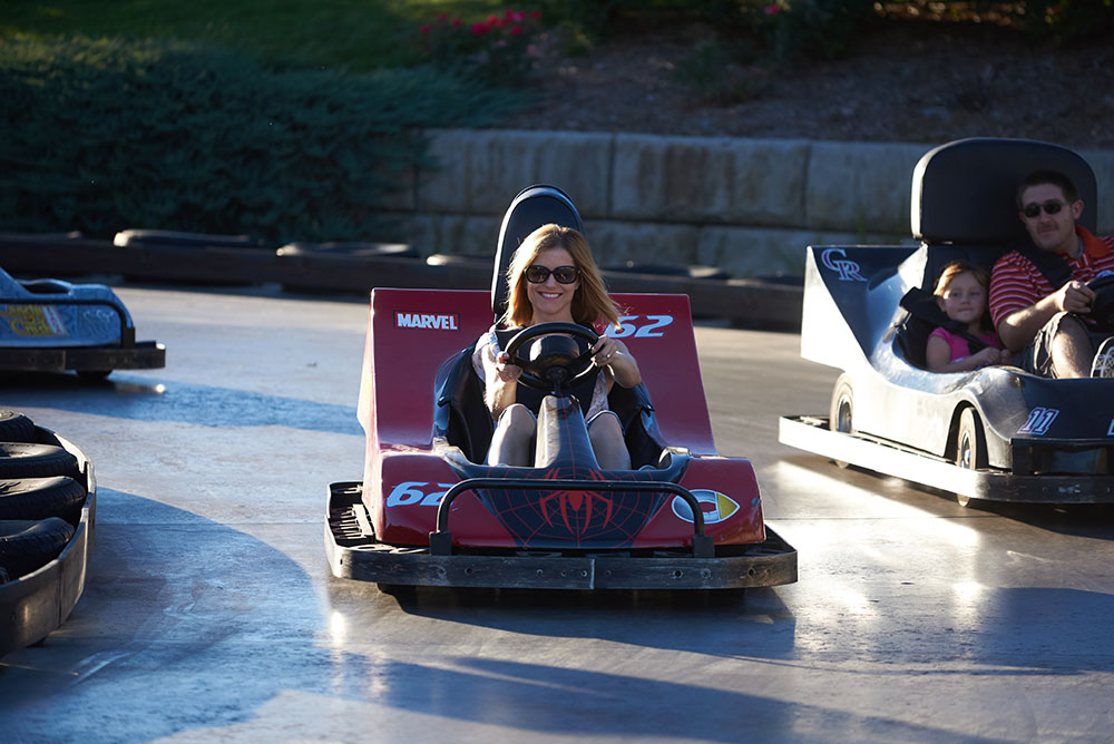 teen girl riding go karts